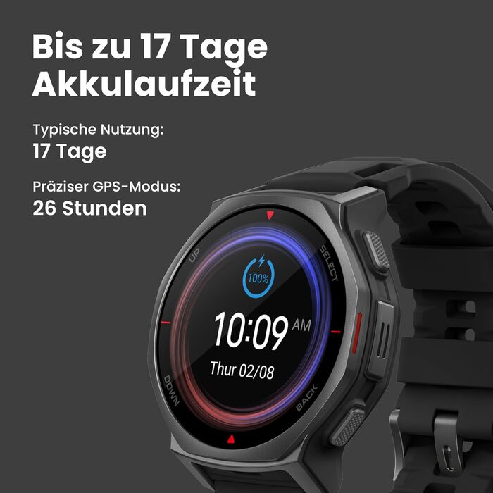 Розумний годинник Amazfit T-Rex 3 Pro для активного відпочинку на природі, 44 мм сапфіровий AMOLED, ліхтарик, титановий безель, дводіапазонний GPS, офлайн-карти, до 17 днів роботи від батареї, водонепроникність 10 атм, понад 180 спортивних режимів, сумісн