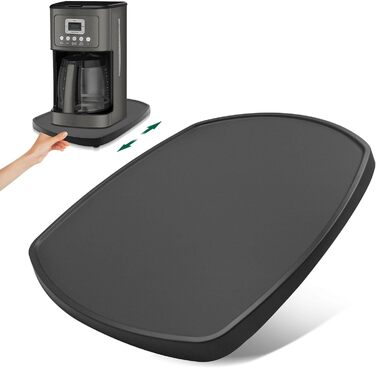 Розсувна дошка для кавоварки та кухонного комбайна - аксесуари для швидкопереміщеної рухомої дошки, сумісні з більшістю кухонних приладів, Keurig K-Mini, Ninja, маленька фритюрниця Потовщений матеріал (чорний матовий)