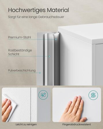 Шафа для документів SONGMICS, багатофункціональна шафа, офісна шафа, з 4 дверцятами та 5 полицями, 40 x 80 x 180 см, 2 замки, регульовані полиці, сталева шафа для зберігання, матово-сірий OMC016G01 40 x 80 x 180 см матово-сірий