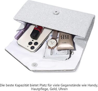 Жіночий клатч Mooedcoe з блискітками, елегантна срібна вечірня сумочка зі знімним ланцюжком маленька сумочка, стильна для весіль, вечірок, балів