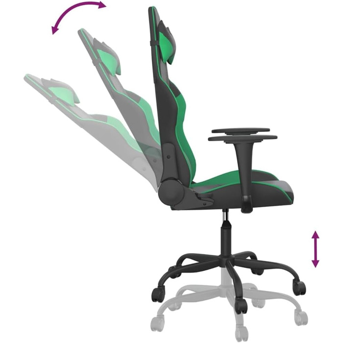 Ігрове крісло, чорно-зелена штучна шкіра, офісне крісло, ігрове крісло, обертове крісло, стілець для столу - 3143644