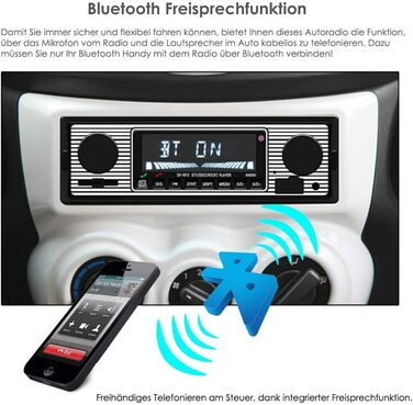 Автомобільна радіостанція iFreGo з Bluetooth гучний зв'язок, 1 DIN Bluetooth радіо з USB-портом/AUX/TF/MP3-плеєром, FM-автомагнітола з бездротовим пультом дистанційного керування, дисплей часу, 60WX4