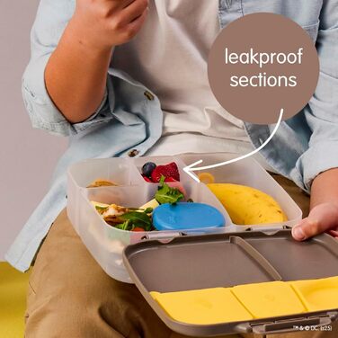 Ланчбокс дитячий b.box Batman з роздільниками Jumbo бенто-бокс з 4 відділеннями (2 герметичні), знімною перегородкою та гелевим охолоджувачем Шкільний ланчбокс для дітей від 3 років, 2 л