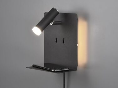 Стільний настінний LED-світильник Trio Leuchten Element 222570232, матовий чорний метал, 1 x 3 Вт, з USB-портом для зарядки