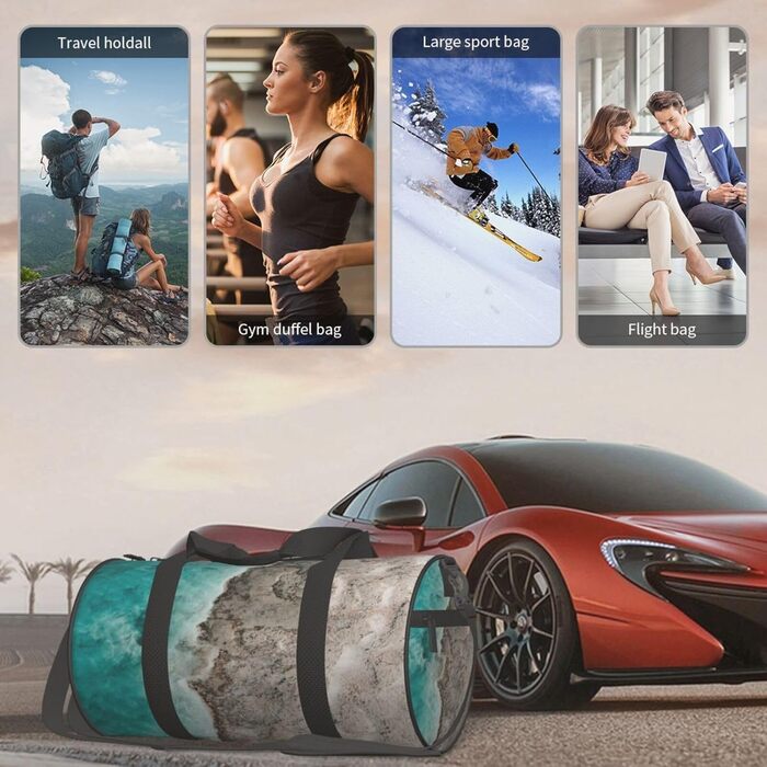 Спортивна сумка, дорожня сумка, стильний принт для пляжу, сумка на нічліг, чорна, універсальний розмір, сумка для подорожей
