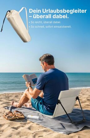 Пляжний набір Menz, 2 шт. пляжний килимок зі спинкою, портативний підлоговий стілець, легкий складний пляжний шезлонг, складний пляжний килимок із сумкою, для кемпінгу та пікніків, бежевий