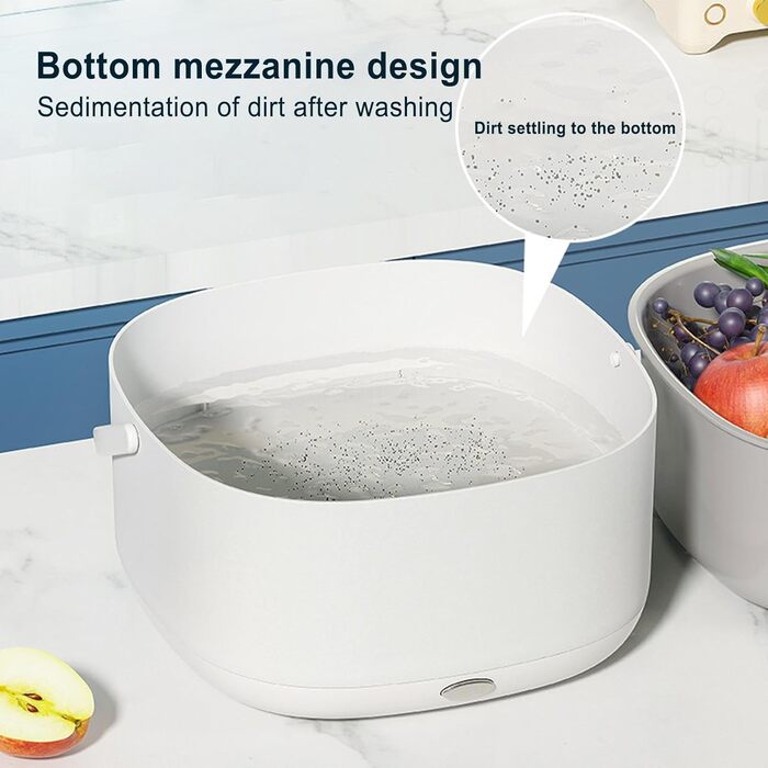 Набір чаш для кухонних ситечок Двошаровий кошик для миття їжі ємністю 8 л, необхідні для приготування кухонні аксесуари для помідорів, огірків, полуниці, персиків, м'яса, риби, креветок Lambo сірий фіолетовий білий