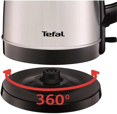 Чайник Tefal KI150D 1,7 літрів 2400 Вт Бездротовий зв'язок Розетка 360 Знімний фільтр проти накипу Нержавіюча сталь/ Чорний Одинарний