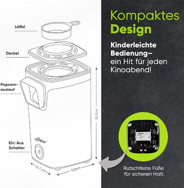 Машина для приготування попкорну з гарячим повітрям без жиру та олії - Ретро кухонний гаджет для поп-корну з цукром, сіллю - Прохолодний торговий автомат для закусок (білий)