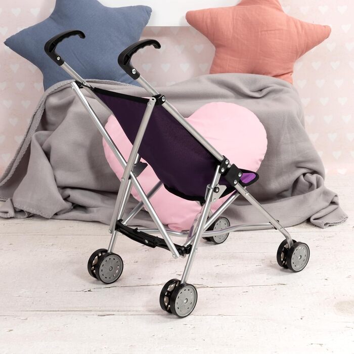 Коляска для ляльок, складна, з подвійними колесами, фіолетова, 50 x 27,5 x 55 см, 30112AA -