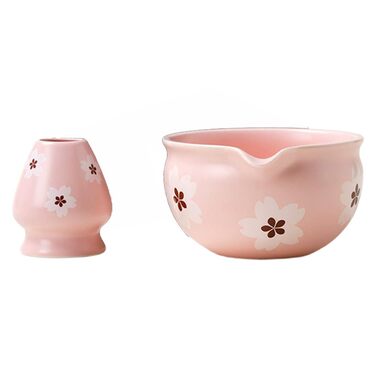 Набір для приготування матчі вінчик та чаша (2 предмети) традиційна японська чаша для чайної церемонії, ідеальний подарунок з ніжним квітковим орнаментом