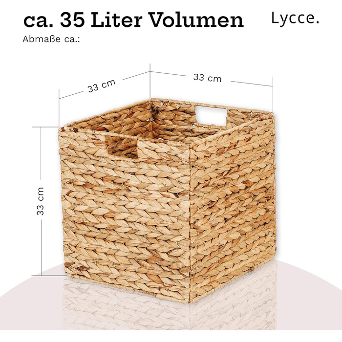 Вставка-кошик для полиць Kallax, кубоподібна форма, водяний гіацинт натуральний, 33 x 33 x 33 см, комплект з 4 шт.