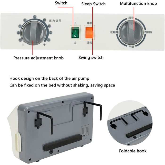 Протипролежневий матрац FOOJO, матрац зі змінним тиском, функцією підйому та перекидання вліво/вправо, медичний надувний матрац для профілактики пролежнів та виразок під час декубіту