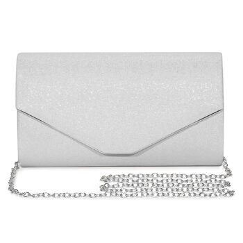Жіноча блискуча вечірня сумка-клатч елегантна весільна сумка срібний клатч зі знімним ланцюжком офіційна сумка для весілля, вечірки, випускного вечора A-Silver