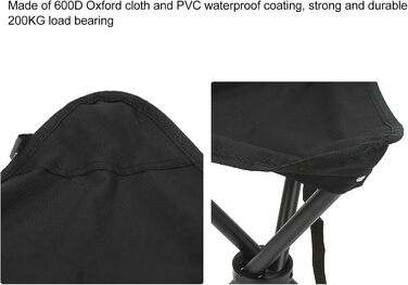 Вуличний штатив-стілець Alomejor, вантажопідйомність 200 кг, 3-ногий штатив-стілець, портативний складний стілець для риболовлі, кемпінгу, пікніків, чорний