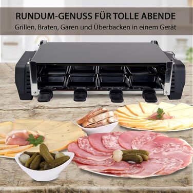 Раклет Syntrox Germany зі склокерамічною пластиною для гриля Design Glass для 8 осіб Grill RAC-1200W-Aarau