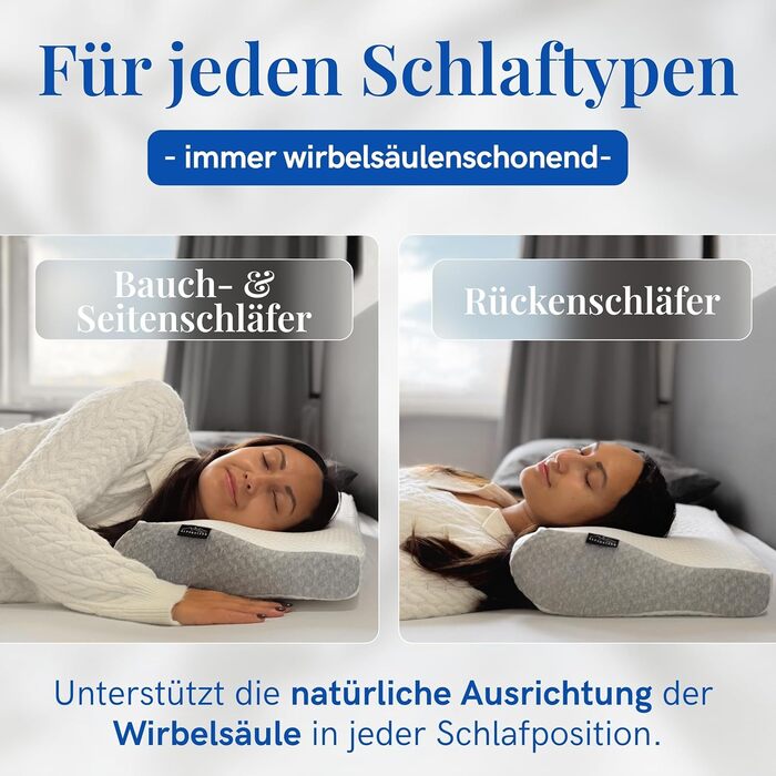 Ортопедична подушка для підтримки шиї, подушка з піни з ефектом пам&39яті, ергономічна подушка для шиї від болю в шиї, підходить для сну на спині, животі та на боці - в комплекті чохол (подушка)