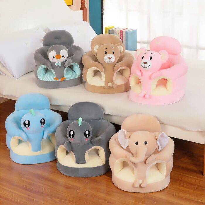 Дитяче крісло, крісло для сидіння, мультяшні тварини, плюшеве крісло-диван, малюк, дитина, навчання сидіти на дивані, гра, міцний, потовщене сидіння дивана в мультяшному дизайні (12)