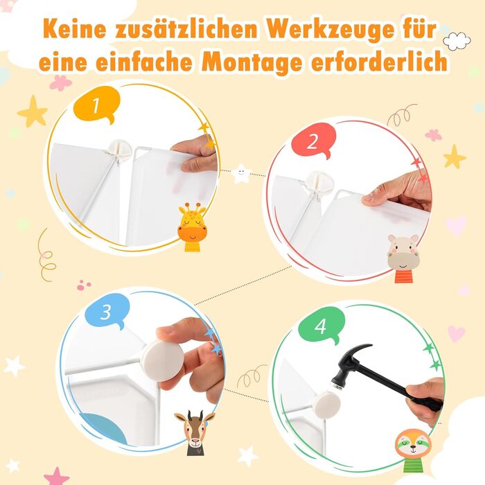 Дитяча шафа COSTWAY, система полиць з 8 кубиками, розширювана дитяча полиця, пластикова шафа для зберігання з дверцятами та вішалками для дитячої кімнати/спальні (біла, 8 кубиків) 8 кубиків білий