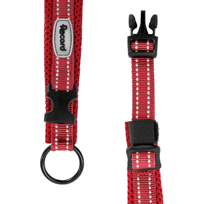 Нашийник для собак Ande міцний нейлоновий світловідбиваючі елементи пластикова застібка колір червоний розмір XS 1,5 см обхват 30-35 см червоний XS - 1,5 смОбхват 30-35 см
