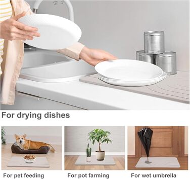 Килимок для ванної Feilifan з каменю діатомовий килимок, швидковисихаючий діатомовий килимок для душу, водопоглинаючі кам&39яні килимки для ванної кімнати та кухні, легко миється (59,7 x 38,1 x 1 см, білий)