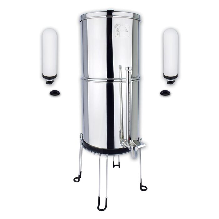 Система гравітаційних фільтрів для води NEWTON Premium із видаленням фтору Ємність 6л Повна система з 2 свічками-фільтрами, підставкою з нержавіючої сталі та краном для оглядового скла