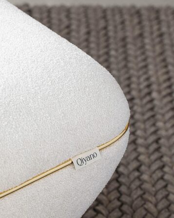 Великий пуф/табурет з м&39якої ведмедевої тканини білого кольору, сучасний, квадратний, зручний для вітальні, спальні, оздоблення зі штучної шкіри золотого кольору, висота приблизно 43 см, колір білий.