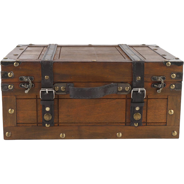 Дерев&39яний футляр для зберігання сумок Taidda у вінтажному стилі, багатофункціональна портативна валіза з виглядом вживаного одягу, органайзер для одягу, іграшок та фотореквізиту з сільським дизайном (великий)