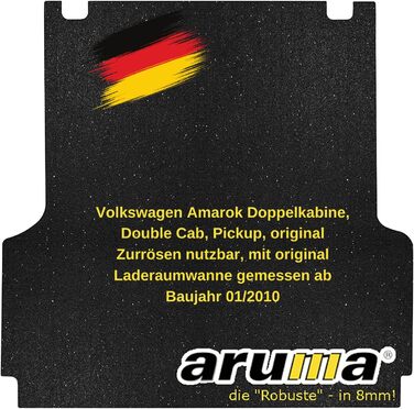 Килимок для вантажного відсіку aruma протиковзкий килимок, сумісний з подвійною кабіною VW Amarok, оригінальні кріпильні вушка можна використовувати, з оригінальним лотком вантажного відсіку, виміряний від року виготовлення 01/2010-01/2023