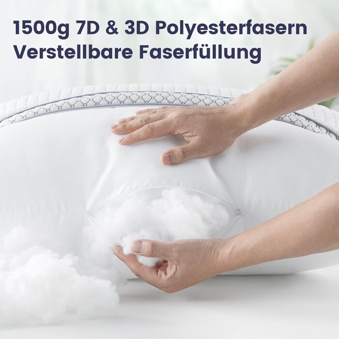 Подушка BedStory 80x80 зі знімним чохлом, регульованим наповнювачем з волокна, готельна подушка на блискавці, комплект з 2 подушок з мікрофібри 1500 г, подушка для шиї, яку можна прати, для алергіків 80x80 см