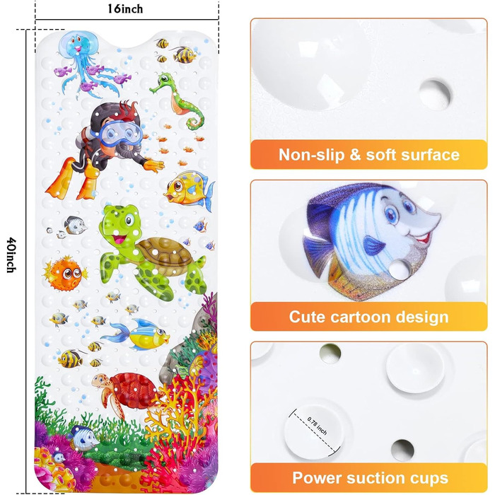 Оригінальний нековзний килимок для ванни для дитини, килимок для ванни 100x40 см, нековзний дитячий килимок для ванни, дитячий кил