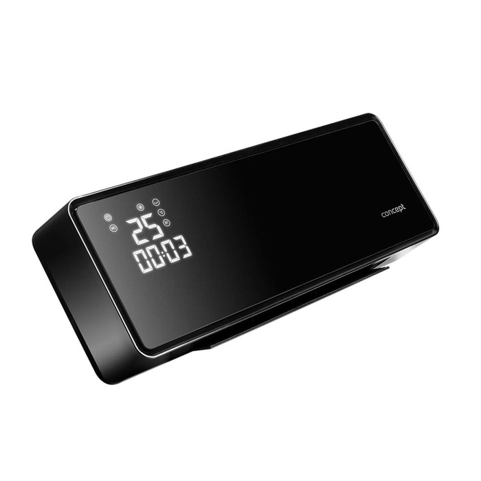 Керамічний настінний обігрівач Concept QH4001 з пультом дистанційного керування, світлодіодним дисплеєм, керамічним настінним вентилятором, таймером, функцією вентилятора, коливаннями, 2000 Вт, до 20 м, чорний (чорний)