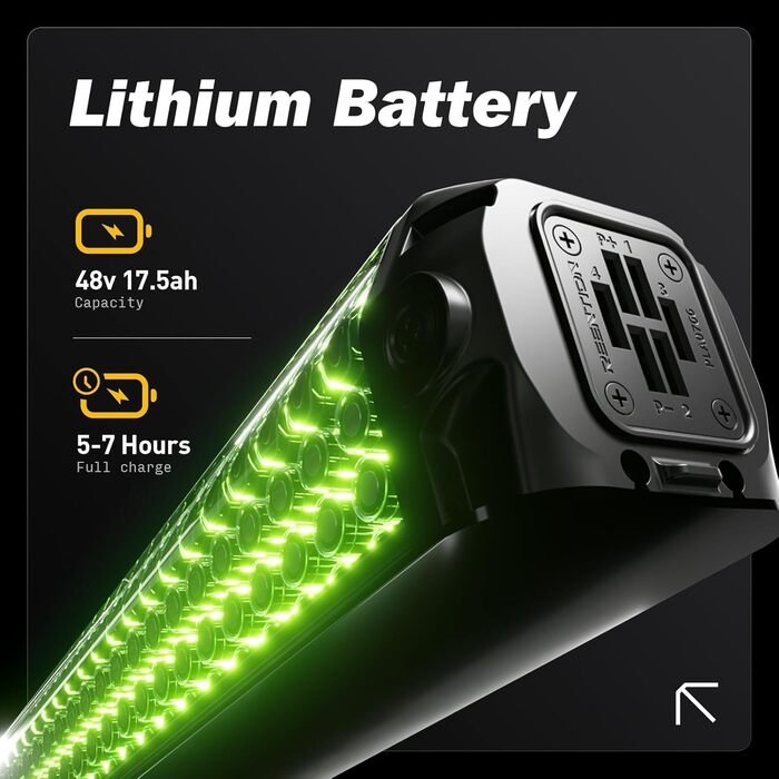 Гірський електровелосипед E-MTB з колесами 26 дюймів (66 см) та крутним моментом 70 Нм для дорослих, зі знімним літій-іонним акумулятором 48 В 17,5 Аг, 7 передачами з подвійною амортизацією та дисковими гальмами