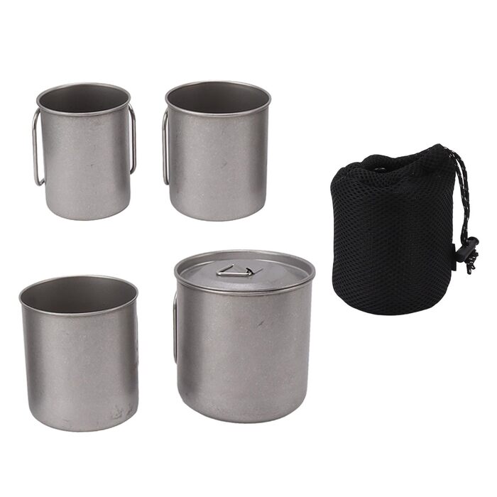 ПОРТАТИВНИЙ НАБІР КАВОВИХ/КЕМПІНГОВИХ ЧАШОК З НЕРЖАВІЮЧОЇ СТАЛІ ДЛЯ АКТИВНОГО ПРОЖИВАННЯ НА СВІЖОМУ ПОВІТРІ