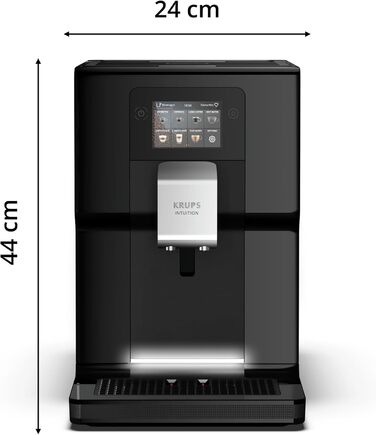 Повністю автоматична кавоварка Krups Intuition Preference з трубкою для молока, 11 напоїв, персоналізація, функція 2 чашки, кавоварка, чорна, EA872810 Krups Intuition Preference з контейнером для молока