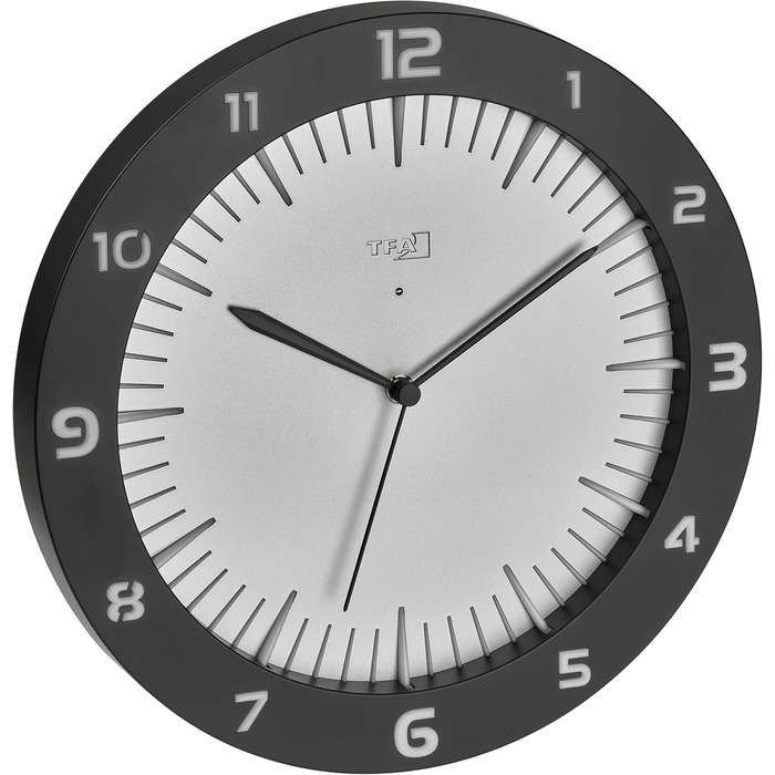 Аналоговий настінний годинник TFA Dostmann Lumoclock з LED-підсвіткою, 60.3553, 9 кольорів, 3D-цифри, радіосинхронізація, 30 см, сірий