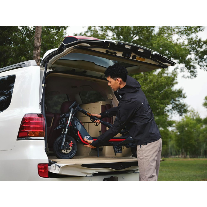 Електросамокат з допуском до експлуатації в Німеччині, запас ходу 70 км в еко-режимі, 56 км у спортивному режимі, повна підвіска, вантажопідйомність 120 кг, здатність долати нахил 25, позашляхові шини, Apple Find My, водонепроникний, 3 Pro D