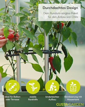 Горщик для рослин Charly Chili Chili - Горщик для рослин із шпалерою, системою поливу та міцним каркасом (темно-зелений, XL) XL Темно-зелений