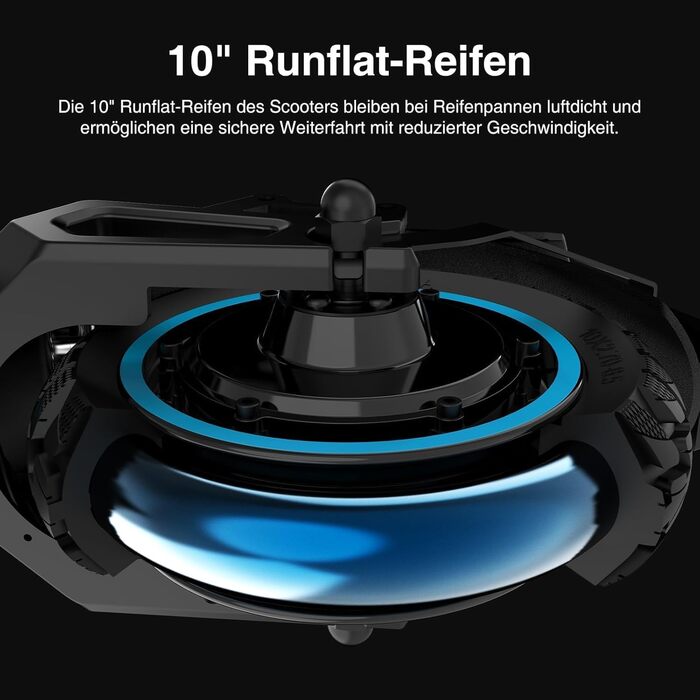 Електросамокат EVERCROSS з допуском до дорожнього руху (ABE), двигун 500 Вт, 10-дюймові позашляхові вакуумні шини, акумулятор 46,8 В 716,04 Втгод із запасом ходу до 70 км, складаний електросамокат для дорослих із застосунком та світлодіодним дисплеєм