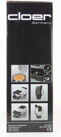 Вафельниця Cloer 185 для вафлі-серця, 930 Вт, розмір вафель 16 см, важкі пластини для випічки, оптичний та акустичний готовий повідомлення, корпус з нержавіючої сталі, нержавіюча сталь, хромована вафля розмір 16 см з сигнальним тоном Chrome