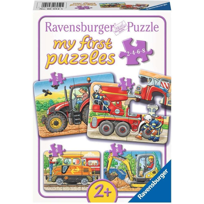 Дитячий пазл Ravensburger - 06954 На роботі - Мій перший пазл на 2,4,6,8 елементів - Пазл для дітей від 2 років