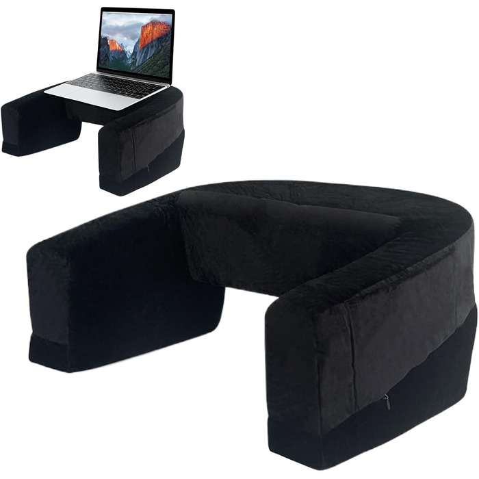 Подушка для накладного столу Накладний столик для ноутбука Піна з ефектом пам&39яті Подушка для читання з бічною кишенею Ергономічна подушка для дорослих, кабінету, ліжка, дивана, підлоги, чорна, маленька
