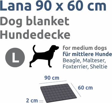 Ваш килимок для собак GEAR Lana 90 x 60 см Ковдра для собак, бавовна Oeko-TEX, м'яка, міцна, яку можна прати, для приміщень і на в