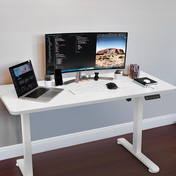 Стіл Homall з регульованою висотою та USB-портом 140x60 см, комп&39ютерний стіл стоячи, ергономічний стіл для домашнього офісу (140x60 см, білий) 140x60 см білий