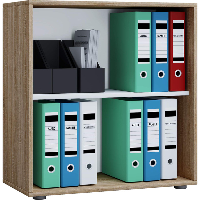 Дерев&39яна окремостояча полиця VCM Компактна шафа для документів Розміри приблизно Ш 70 x В 74 x Г 37 см Елегантна окремостояча полиця Офісна полиця Lona, 2 полиці, дуб Сонома