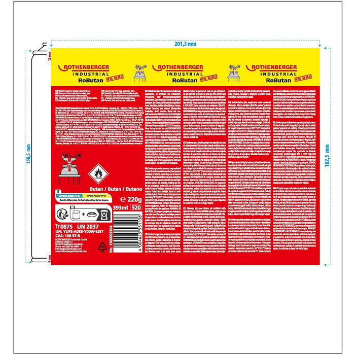 Промисловий газовий пальник ROTHENBERGER RS 220 Робота над головою Обертання на 360 вкл. 2 x газові картриджі RoButan 220 г / 393 1000003307