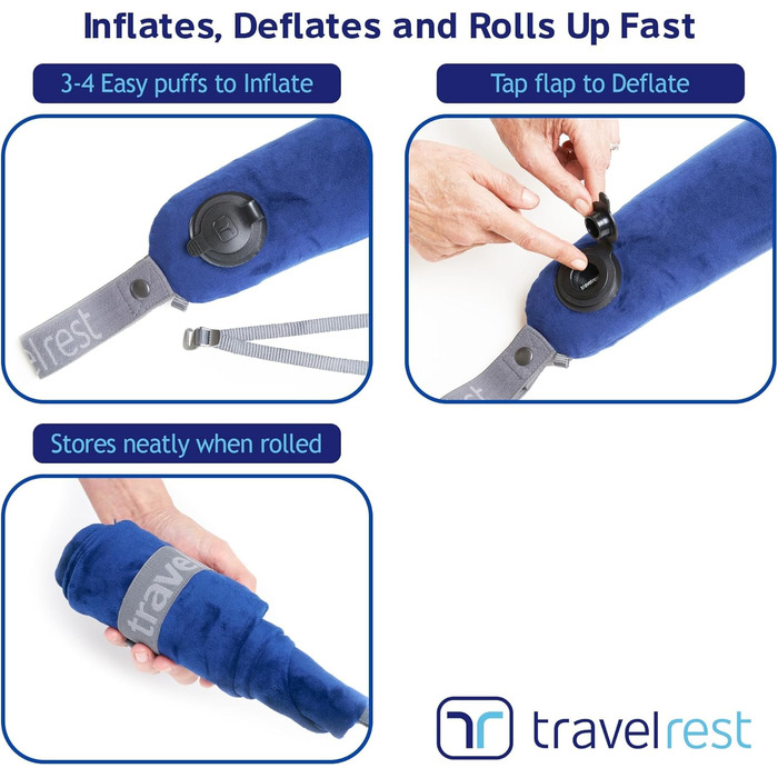 Дорожня подушка/подушка для шиї преміум-класу Travelrest Все в одному плюшевий чохол, який можна прати, з піною з ефектом памяті ідеально підходить для літаків, автомобілів, поїздів та офісного сну (згортається в невеликий рулон) преміум-класу (з чохлом) 