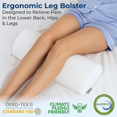 Подушка United Half Roll з 5 зірок - підтримка спини, щиколоток та колін, подушка для підняття ніг, полегшення болю в спині, попереку та шиї, високоякісна піна з ефектом пам&39яті, дихаюча оббивка, біла спинка