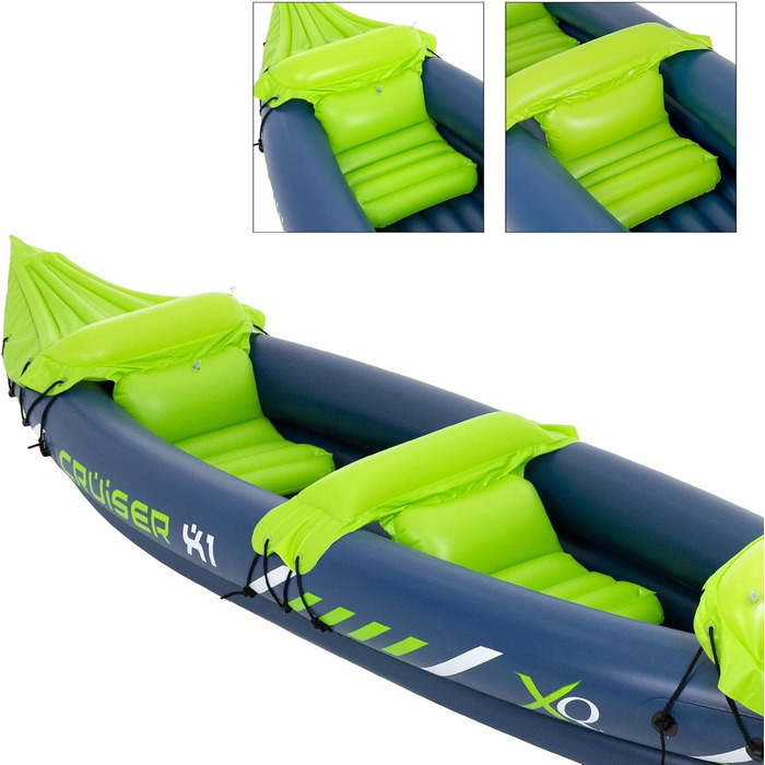 Надувний човен ECD Germany Cruiser 2.0 / Cruiser 3.0 / Надувний каяк Cruiser X1, для 2 осіб, весловий човен, рибальський човен, човен для відпочинку, надувний човен, повітряний каяк, каное, різні моделі каяків - Cruiser X1