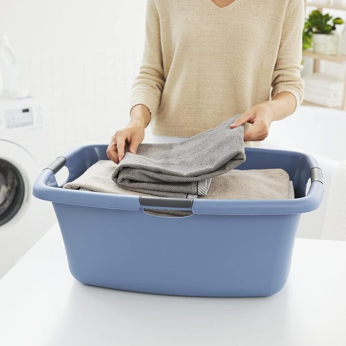 Кошик для білизни Rotho Flowers 50л, пластиковий, синій 50л синій